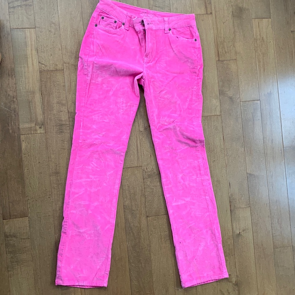 Bright Pink Velour Y2k Straight Leg Jeans